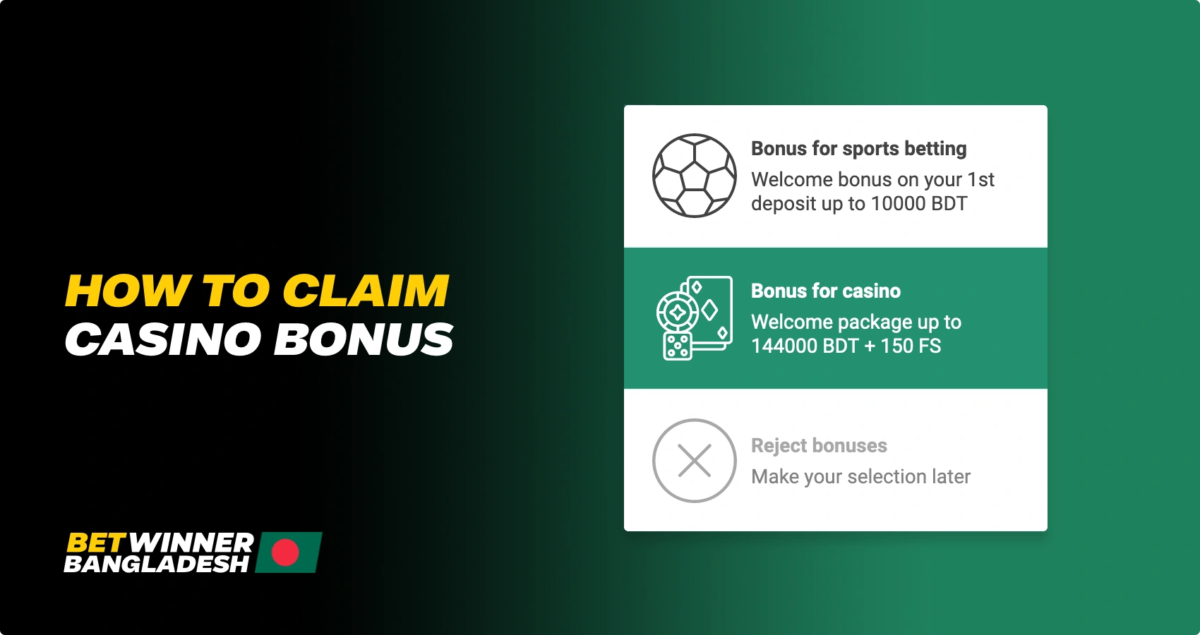 Welcome bonus Betwinner at the casino you can when registering an account